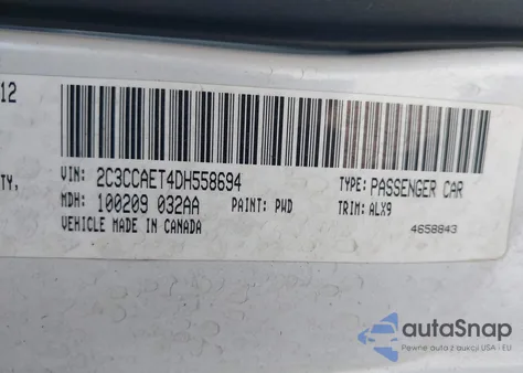 2013 Chrysler 300C from USA, damaged, VIN 2C3CCAET4DH558694